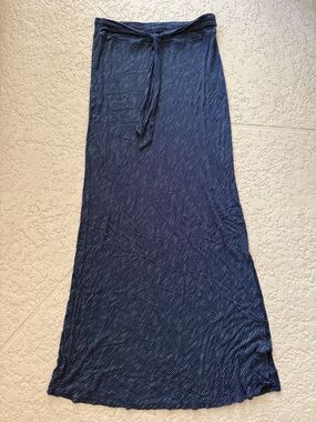 Westport Navy Striped Maxi Skirt with Waist Tie